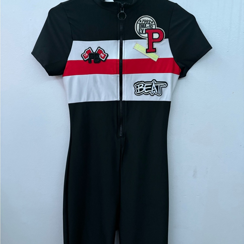 Black and red Julia by Love J short jumpsuit #jumpsuit #biker